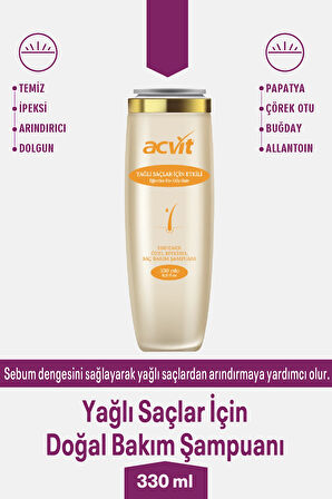 Acvit Yağlı Saçlar Için Ph Dengelemeye Yardımcı Doğal Bakım Şampuanı – 330 ml