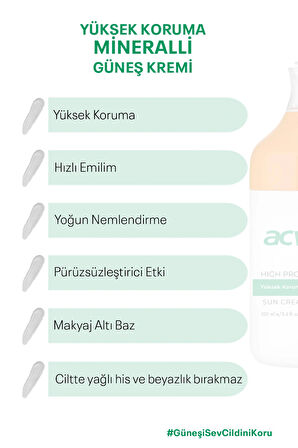 Yüksek Korumalı Mineralli Güneş Kremi SPF 50+ PA++++ 100 ML