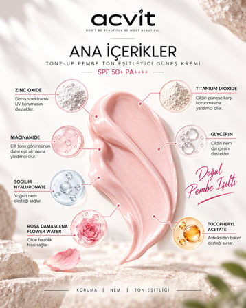 Yeni Nesil Pembe Ton Eşitleyici Güneş Kremi SPF 50+ PA++++ 100 ML