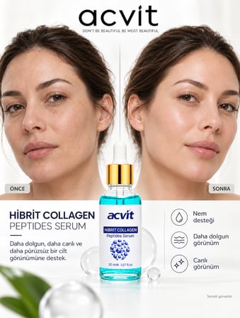Acvit Hibrit Collagen Peptites Serum 30 ml | Derin Nem ve Dolgunluk, Kolajen Desteği ve Sıkılaşma