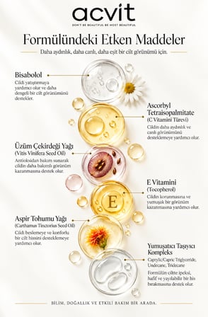 Acvit Işıltı 18 Bisabolol Aydınlatıcı Serum 30 ml | Leke Karşıtı & Cilt Tonu Eşitleyici & Işıltı Veren