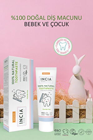 Incia %100 Doğal Diş Macunu Bebek ve Çocuk Karışık Meyve Aromalı Florürsüz 50 ml