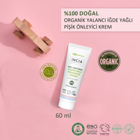 İncia Atopure ®  Doğal Pişik Önleyici Krem Yenidoğan Nemlendirici Koruyucu Hassas Bakım 60 Ml