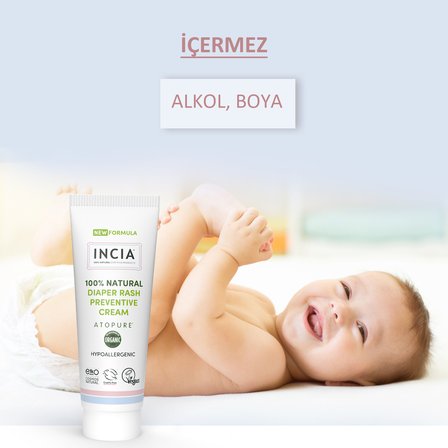 İncia Atopure ®  Doğal Pişik Önleyici Krem Yenidoğan Nemlendirici Koruyucu Hassas Bakım 60 Ml