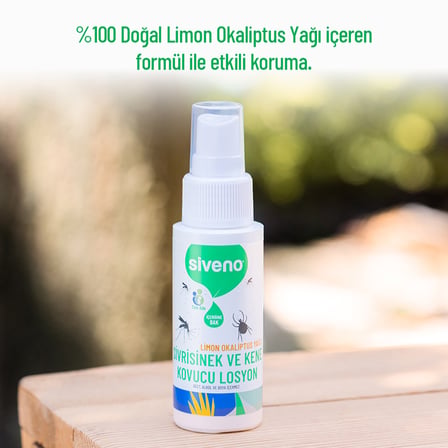 Siveno Sivrisinek ve Kene Kovucu Sprey Losyon Bitkisel Tüm Vücut İçin Seyahat Tatil Boy 50 ml