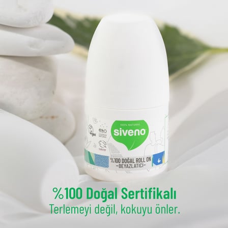 Siveno %100 Doğal Roll-on Beyazlatıcı Etkili Deodorant Ter Kokusu Önleyici Bitkisel Lekesiz Vegan 50 ml