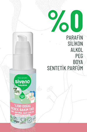 Siveno %100 Doğal Bebek Yağı Organik Jojoba Bakım Masaj Yağı Parafinsiz Bitkisel Vegan 50 ml