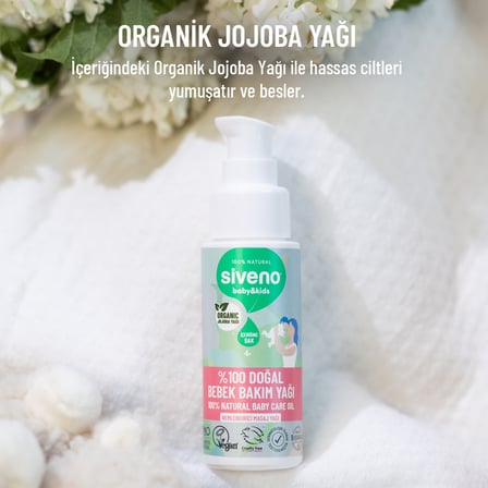 Siveno %100 Doğal Bebek Yağı Organik Jojoba Bakım Masaj Yağı Parafinsiz Bitkisel Vegan 50 ml