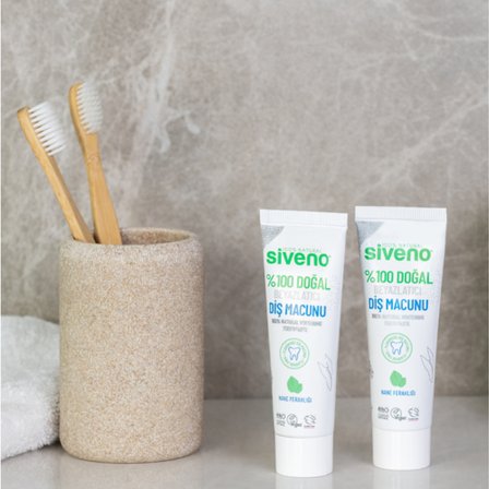 Siveno %100 Doğal Diş Macunu Beyazlatıcı Nane Ferahlığı Florürsüz 65 Gr