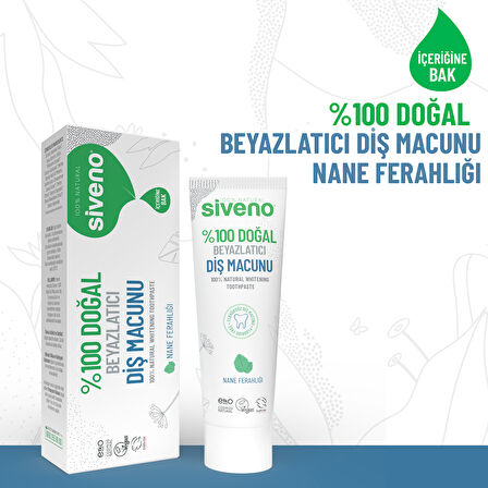 Siveno %100 Doğal Diş Macunu Beyazlatıcı Nane Ferahlığı Florürsüz 65 Gr