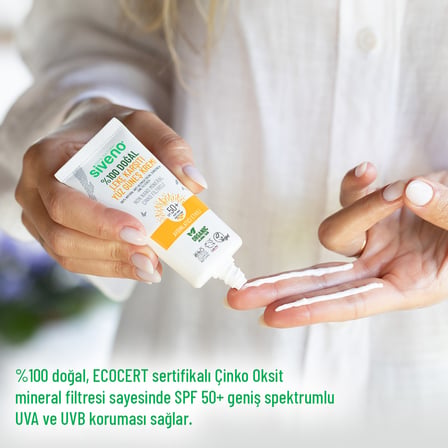 Siveno %100 Doğal Yüz Güneş Kremi Leke Karşıtı Aydınlatıcı Mineral Filtre UVA UVB SPF 50+ 30 ml