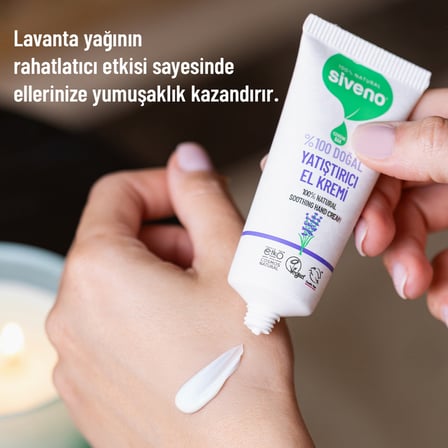 Siveno %100 Doğal El ve Vücut Kremi Lavanta Cilt Yatıştırıcı Onarıcı Yoğun Nemlendirici Vegan 30 ml