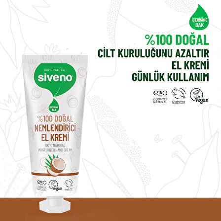 Siveno %100 Doğal El ve Vücut Kremi Hindistan Cevizi Avokado Yoğun Nemlendirici Onarıcı Vegan 30 ml