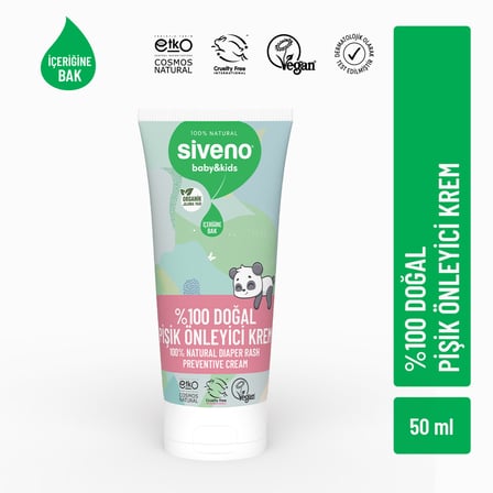 siveno  doğal bebek pişik önleyici çinko hassas hipoalerjenik vegan bakım jel krem 50 ml-1ad