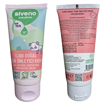 Siveno %100 Doğal Bebek Pişik Önleyici Çinko Hassas Hipoalerjenik Vegan Bakım Jel Krem 50 ml-1AD