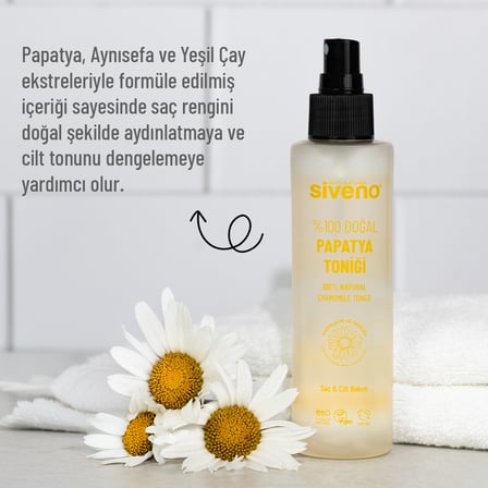 Siveno %100 Doğal Papatya Suyu Saç Aydınlatıcı Etkili Arındırıcı Rahatlatıcı Saç ve Cilt toniği 150 ml