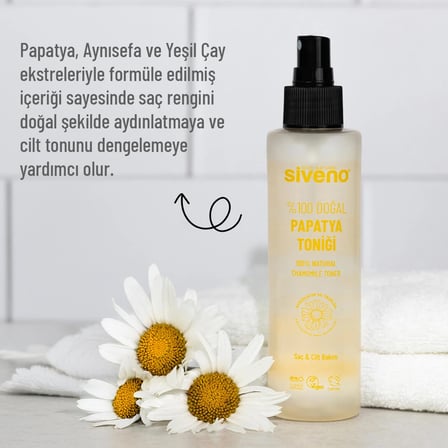 siveno  doğal papatya suyu aydınaltma etkili arındırıcı rahatlatığı saç ve cilt toniği 150 ml