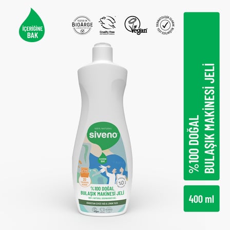 Siveno %100 Doğal Bulaşık Makinesi Jeli Kireç Önleyici & Temizleyici Limon Tuzu, Noniyonik Aktif 400 ml