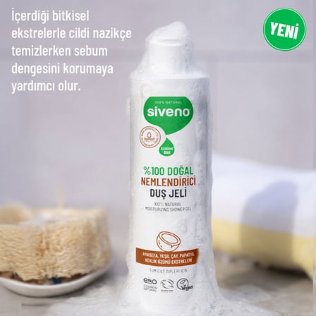 Siveno  Doğal Duş Jeli Nemlendirici Yenileyici Vegan 225 Ml
