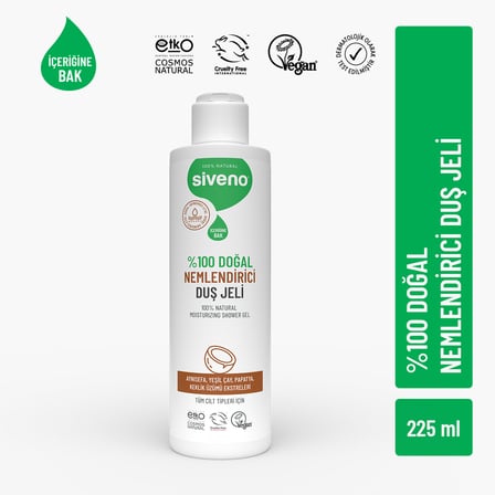 Siveno  Doğal Duş Jeli Nemlendirici Yenileyici Vegan 225 Ml
