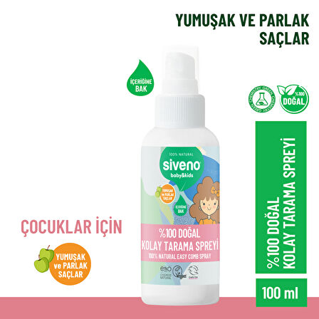 Siveno %100 Doğal Kolay Tarama Spreyi Çocuklar İçin Nemlendirici Hindistan Cevizi Yağlı 100 ml