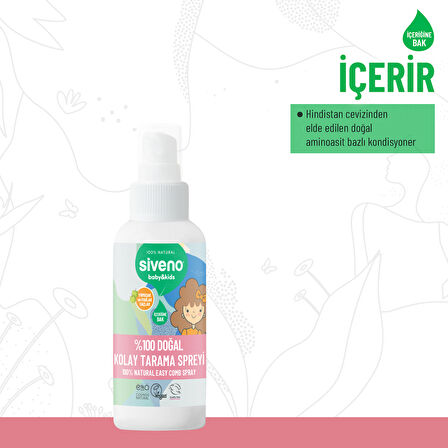 Siveno %100 Doğal Kolay Tarama Spreyi Çocuklar İçin Nemlendirici Hindistan Cevizi Yağlı 100 ml