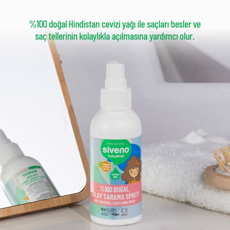 Siveno %100 Doğal Kolay Tarama Spreyi Çocuklar İçin Nemlendirici Hindistan Cevizi Yağlı 100 ml