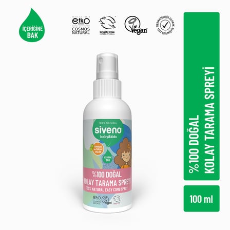 Siveno %100 Doğal Kolay Tarama Spreyi Çocuklar İçin Nemlendirici Hindistan Cevizi Yağlı 100 ml