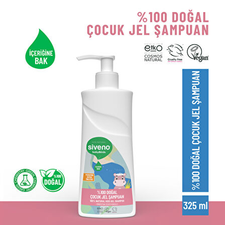 Siveno %100 Doğal Bebek Çocuk Jel Şampuanı Yenidoğan Saç Vücut Konak Önleyici 325 ml