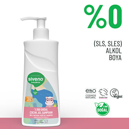 Siveno %100 Doğal Bebek Çocuk Jel Şampuanı Yenidoğan Saç Vücut Konak Önleyici 325 ml