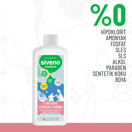 Siveno %100 Doğal Bebek Çamaşır Sabunu Kendinden Yumuşatıcılı Bitkisel Deterjan Vegan 1000 ml