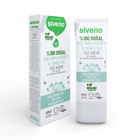 Siveno %100 Doğal Yüz Kremi Yaşlanma Karşıtı Aydınlatıcı Yenileyici Canlandırıcı 30 ml