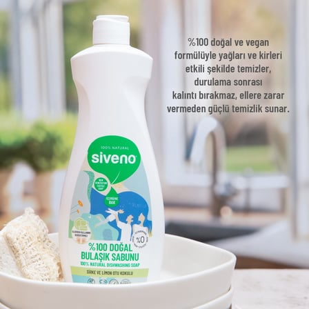 Siveno %100 Doğal Bulaşık Sabunu Bitkisel Elde Bulaşık Sabunu Nemlendirici Vegan 500 ml