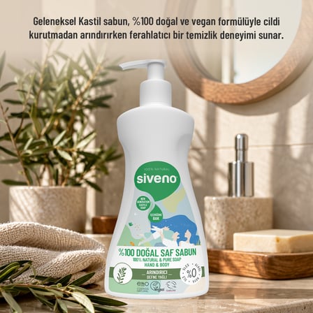 Siveno %100 Doğal Sıvı Kastil Sabun Defne Yağlı Arındırıcı Nemlendirici Bitkisel Vegan 300 ml