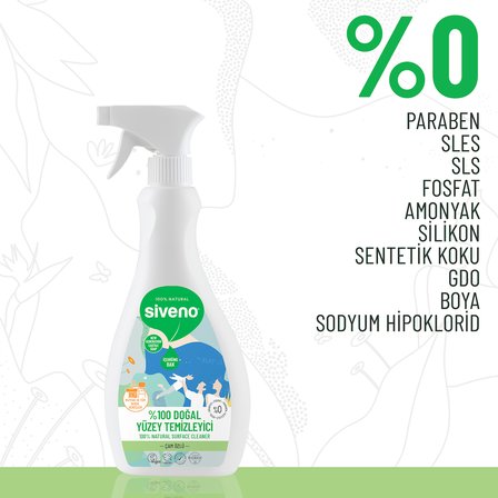 Siveno %100 Doğal Yüzey Temizleyici Bitkisel Leke Çıkarıcı Arındırıcı Mermer Fayans Ahşap Yüzeyler 500 ml