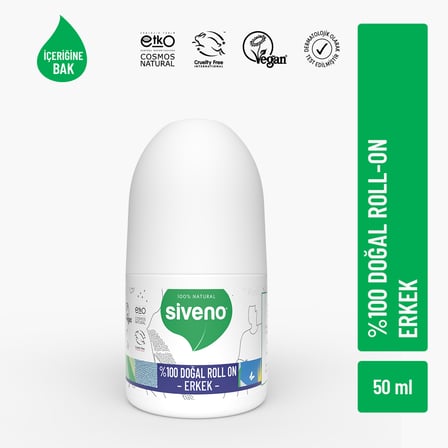 Siveno %100 Doğal Roll-on Erkek Deodorant Ter Kokusu Önleyici Bitkisel Leke Bırakmayan Vegan 50 ml