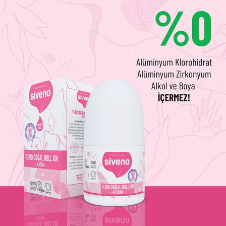 Siveno  Roll On Kadın Deodorant Ter Kokusu Önleyici Bitkisel Leke Bırakmayan Vegan 50 Ml