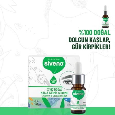 Siveno %100 Doğal Kaş Ve Kirpik Serumu Bitkisel Yoğunlaştırıcı Canlandırıcı Yoğun Bakım Yağı Vegan 10 ml