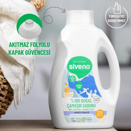 siveno  çamaşır sabunu  deterjan kendinden yumuşatıcılı konsantre vegan 750 ml