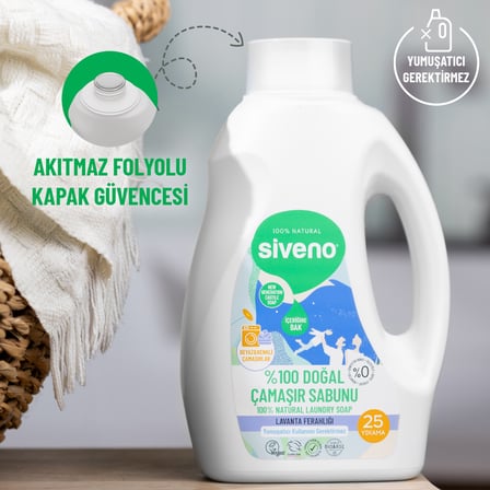 Siveno %100 Doğal Çamaşır Sabunu %100 Bitkisel Deterjan Yumuşatıcı Gerektirmez Konsantre Vegan 750 ml