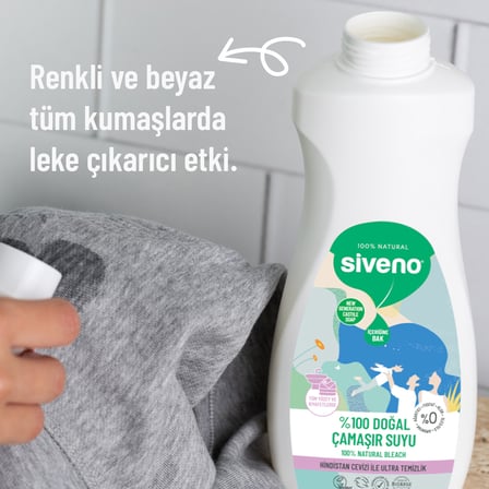 Siveno %100 Doğal Çamaşır Suyu Bitkisel Lavanta Çay Ağacı Tüm Yüzey ve Kumaşlarda 700 ml