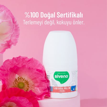 Siveno %100 Doğal Roll On Teen Girl Genç Kız Deodorant Ter Kokusu Önleyici Bitkisel Lekesiz Vegan 50 ml