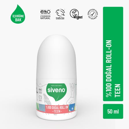 Siveno %100 Doğal Roll On Teen Girl Genç Kız Deodorant Ter Kokusu Önleyici Bitkisel Lekesiz Vegan 50 ml