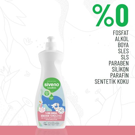 Siveno %100 Doğal Emzik ve Biberon Temizleyicisi Bitkisel Elde Bulaşık Sabunu Nemlendirici Vegan 500 ml