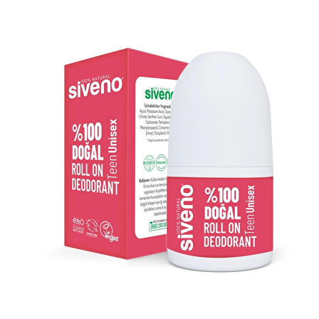 Siveno %100 Doğal Roll On Unısex Deodorant Ter Kokusu Önleyici Bitkisel Leke Bırakmayan Vegan 50 ml