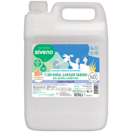 Siveno %100 Doğal Çamaşır Sabunu Bitkisel Deterjan Yumuşatıcı Gerektirmez Vegan 5000 ml