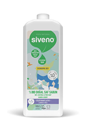 Siveno %100 Doğal Sıvı Kastil Sabun Lavanta Yağlı Cildi Rahatlatıcı Nemlendirici Arındırıcı Bitkisel Vegan 1000 ml
