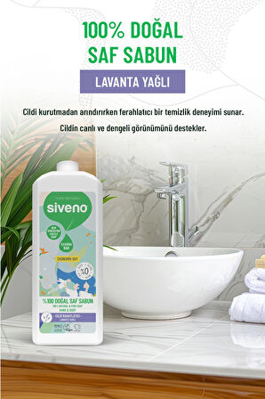 Siveno %100 Doğal Sıvı Kastil Sabun Lavanta Yağlı Cildi Rahatlatıcı Nemlendirici Arındırıcı Bitkisel Vegan 1000 ml