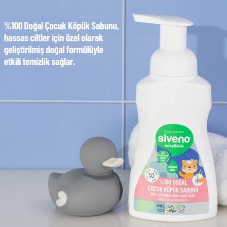 Siveno %100 Doğal Zeytinyağlı Çocuk Köpük Kastil Sabun Yoğun Nemlendirici Arındırıcı Bitkisel Vegan 250ml