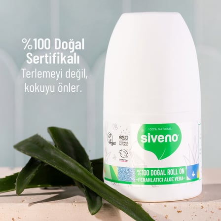 Siveno %100 Doğal Roll-on Aloe Vera Deodorant Ter Kokusu Önleyici Bitkisel Lekesiz Vegan 50 ml